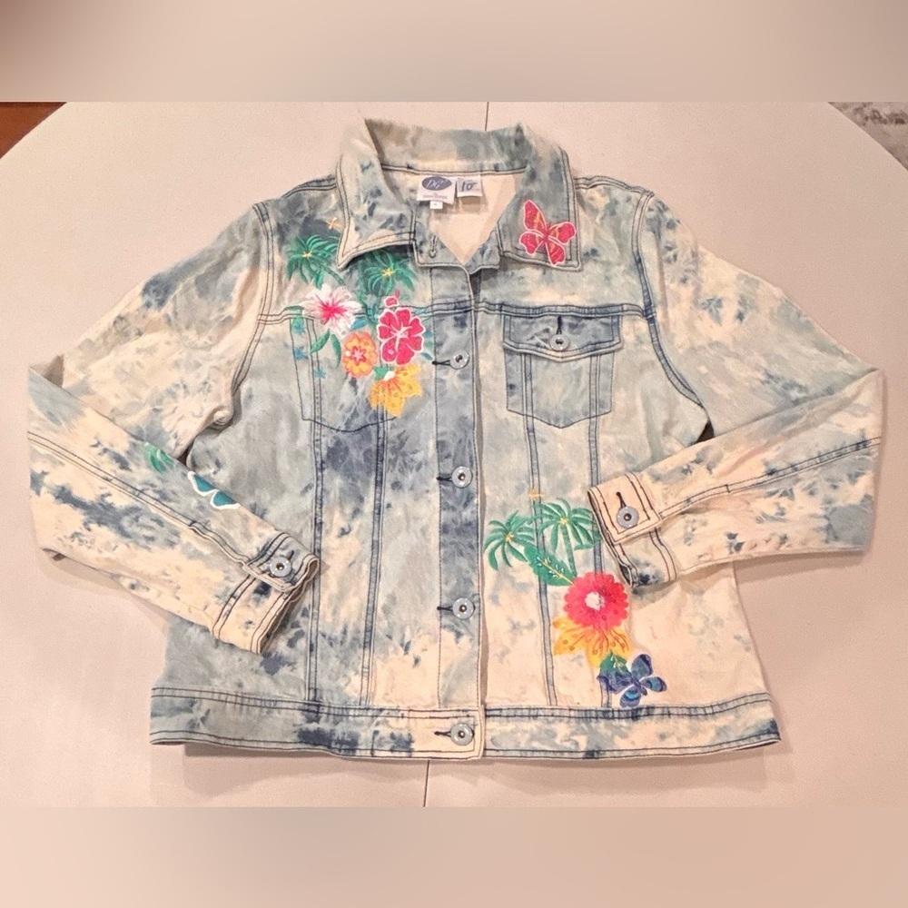 DG2 by Diane Gilman | embroidery & sequin, embellished denim jacket. Size: L